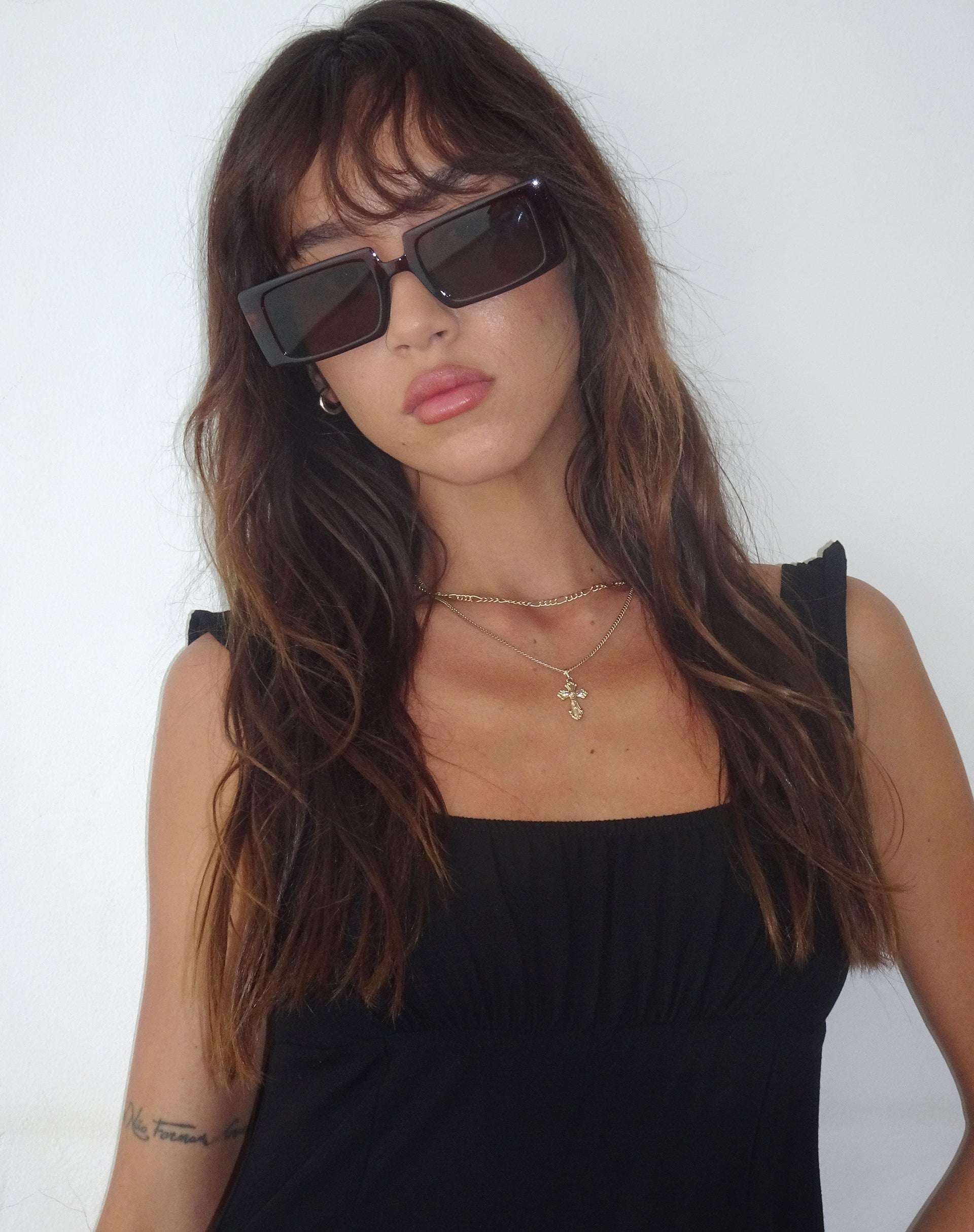 Lelia Rectangle Sunglasses in Brown