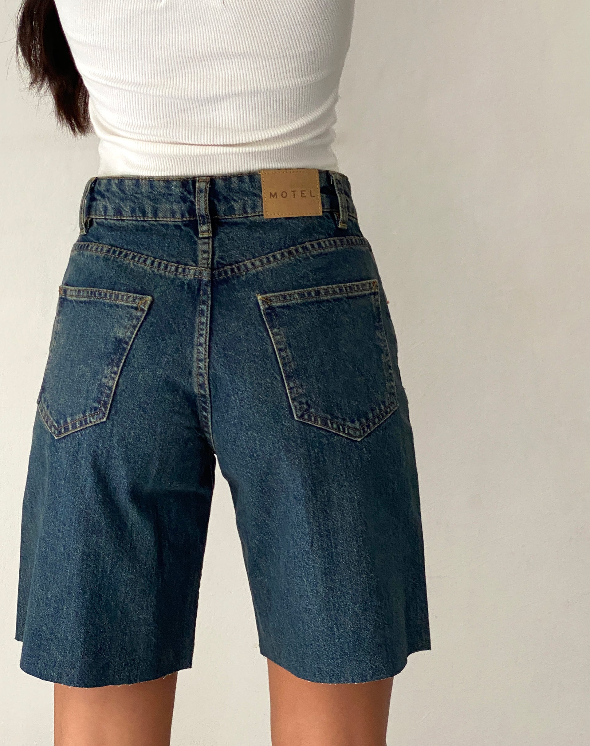 Roomy Mid Rise Jorts in Brown Blue Acid