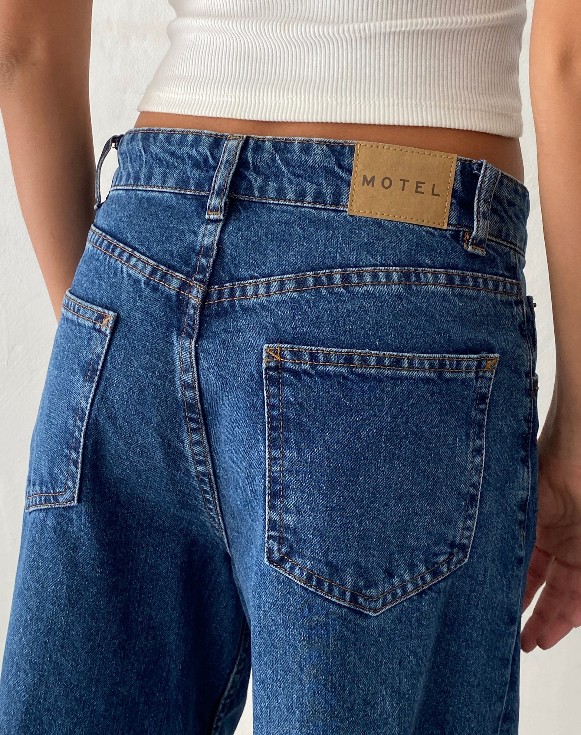 Roomy Mid Rise Long Jorts in Mid Blue Used