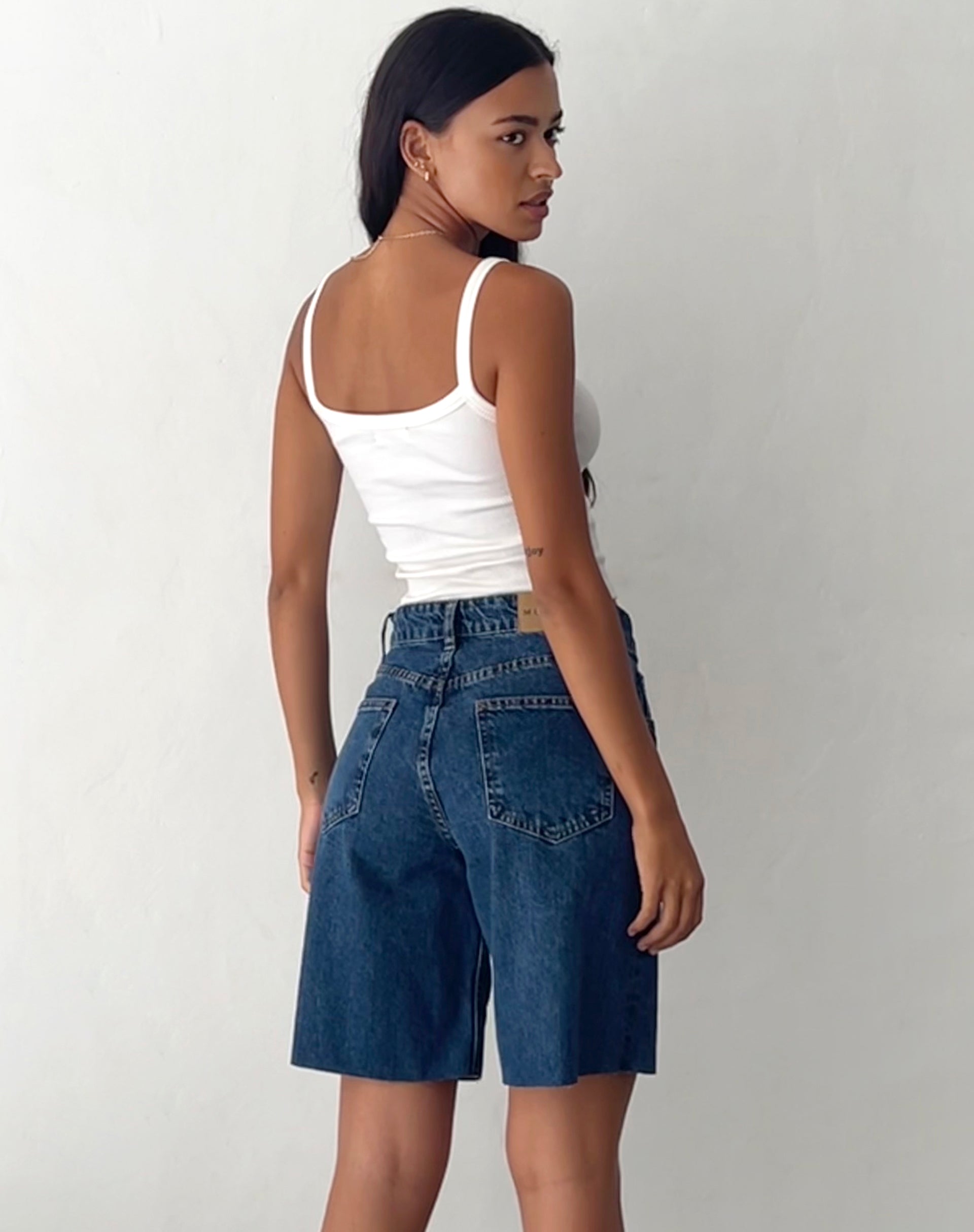 Roomy Mid Rise Jorts in Mid Blue Used