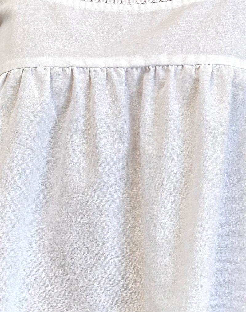 AXONI SQUARE NECK BLOUSE LINEN WHITE