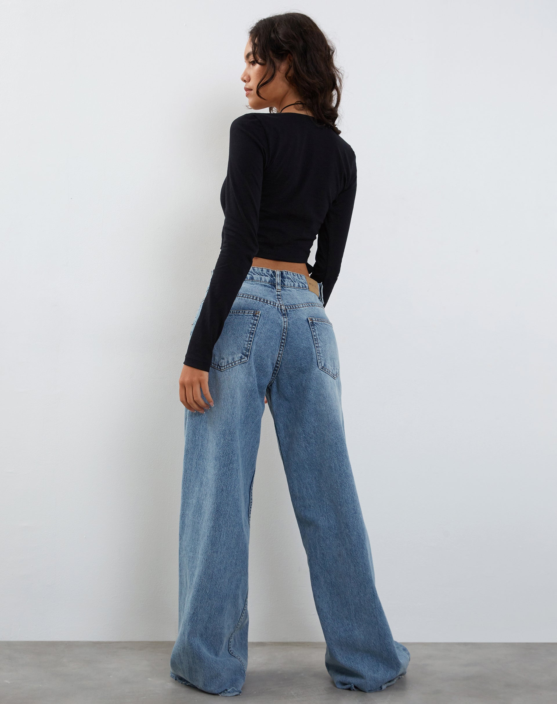 Ballet Long Sleeve Wrap Top in Black Jersey