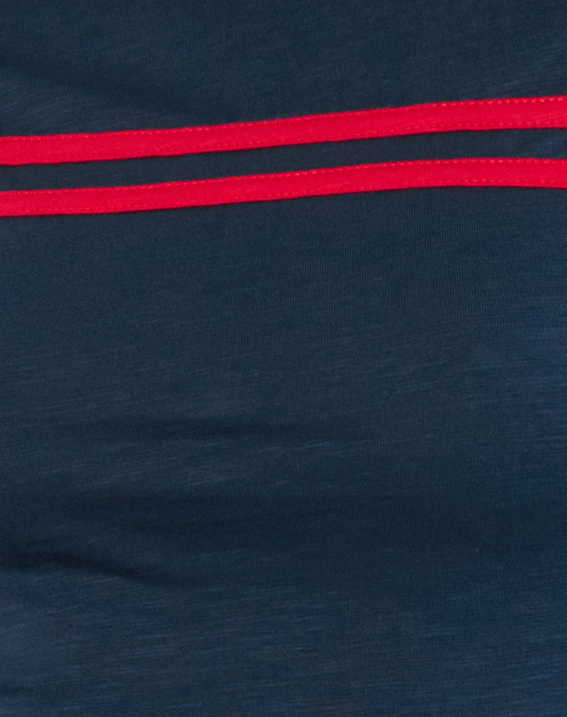 Bonjita Top in Navy with Tango Red Binding