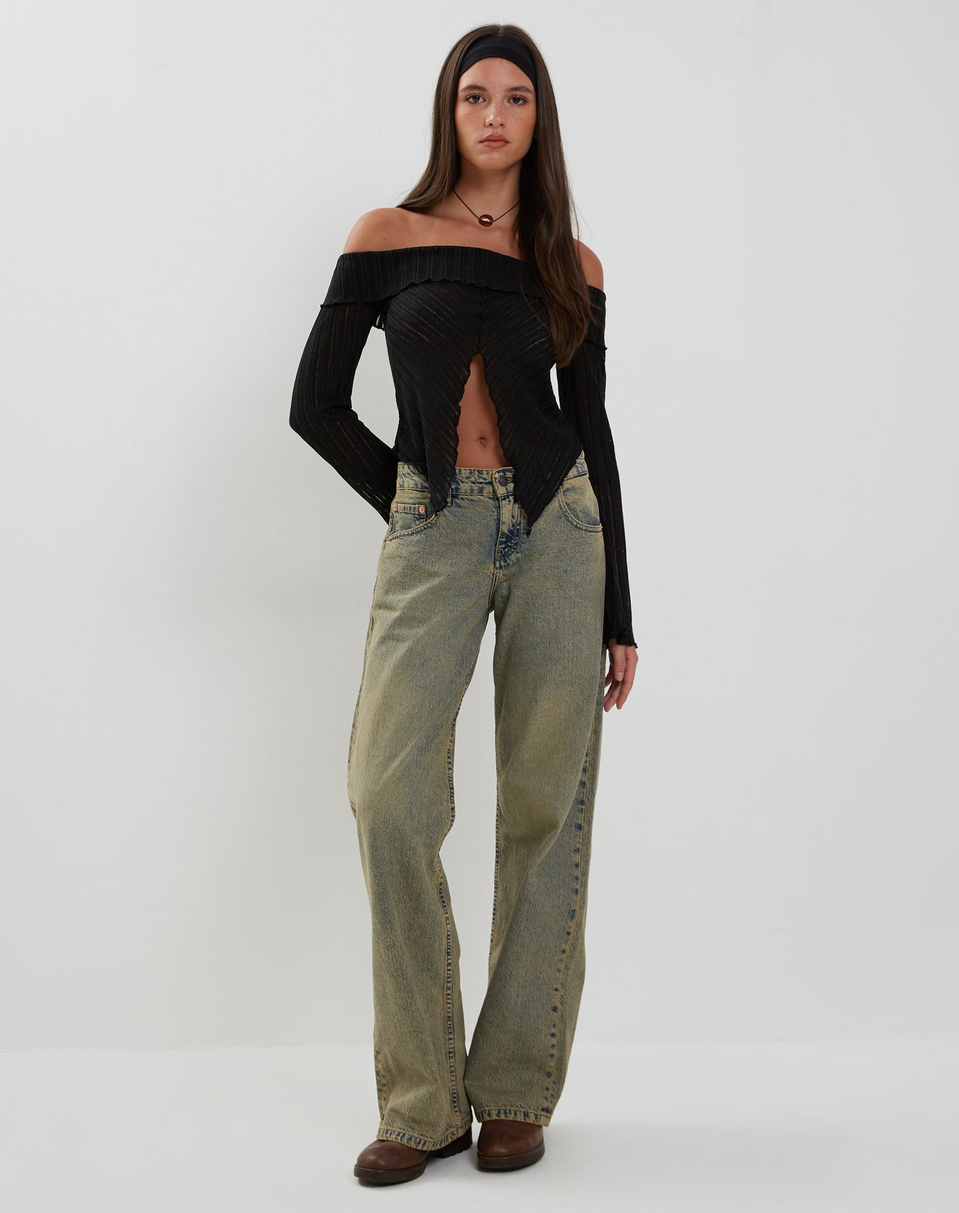 Celeste Butterfly Bardot Top in Black