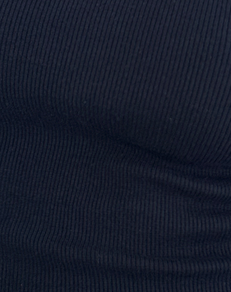 Chacha Bardot Top in Rib Lace Navy