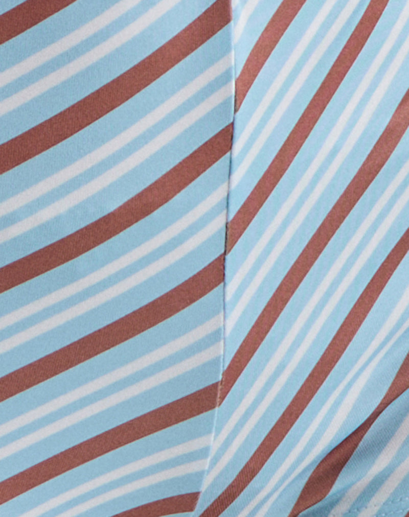 Ciana Hot Pants in Diagonal Stripe Light Blue