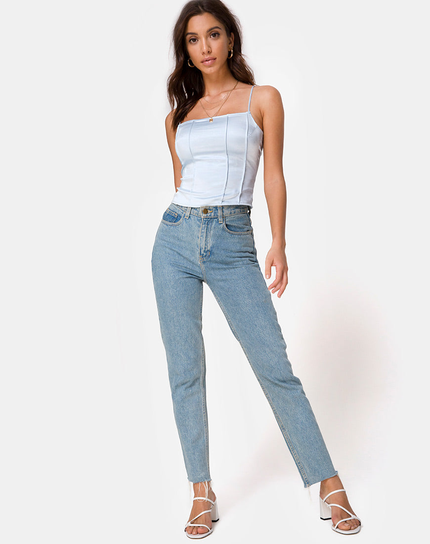 Cosey Top in Satin Powder Blue