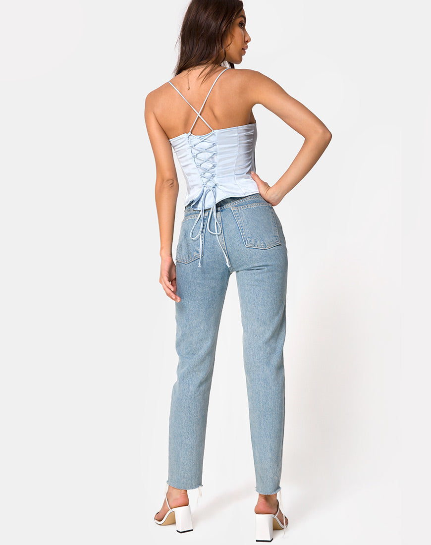 Cosey Top in Satin Powder Blue