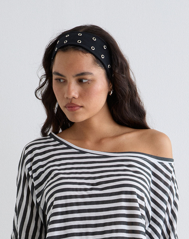 Eyelet Headband in Black