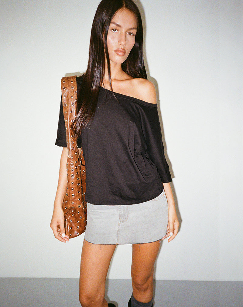 DAMAN OFF SHOULDER BASIC TOP BLACK