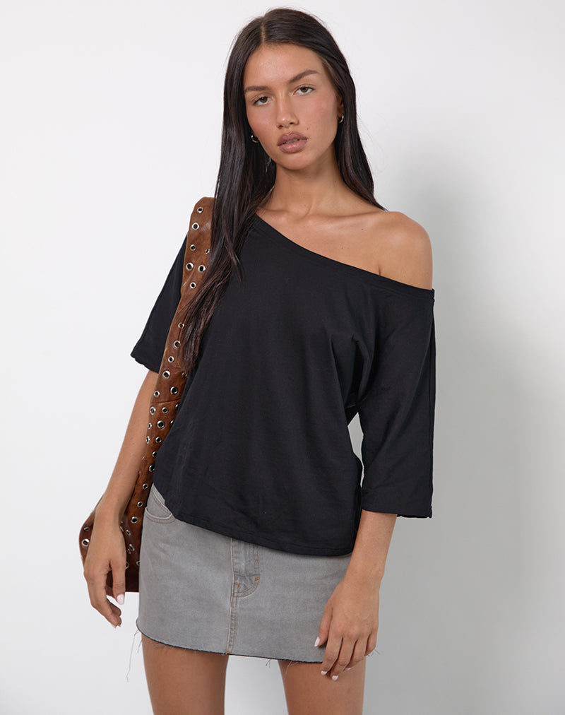 DAMAN OFF SHOULDER BASIC TOP BLACK