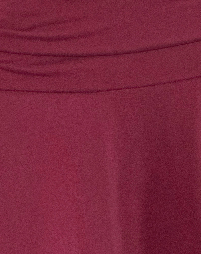 Delita Mini Skirt in Cupro Burgundy