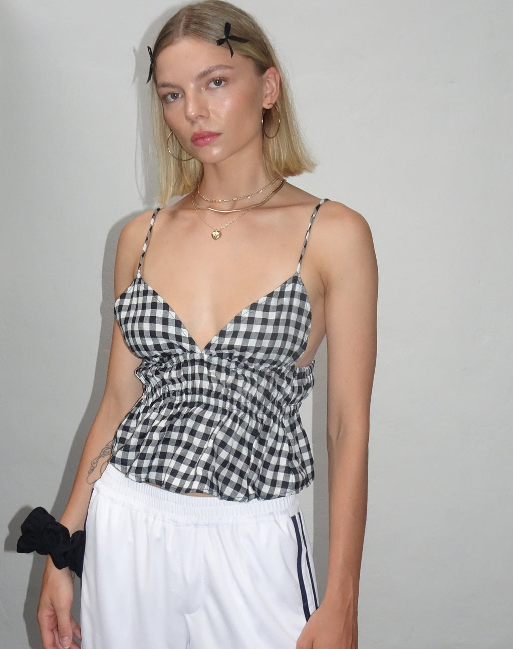 Dilara Cami Top in Black and White Gingham