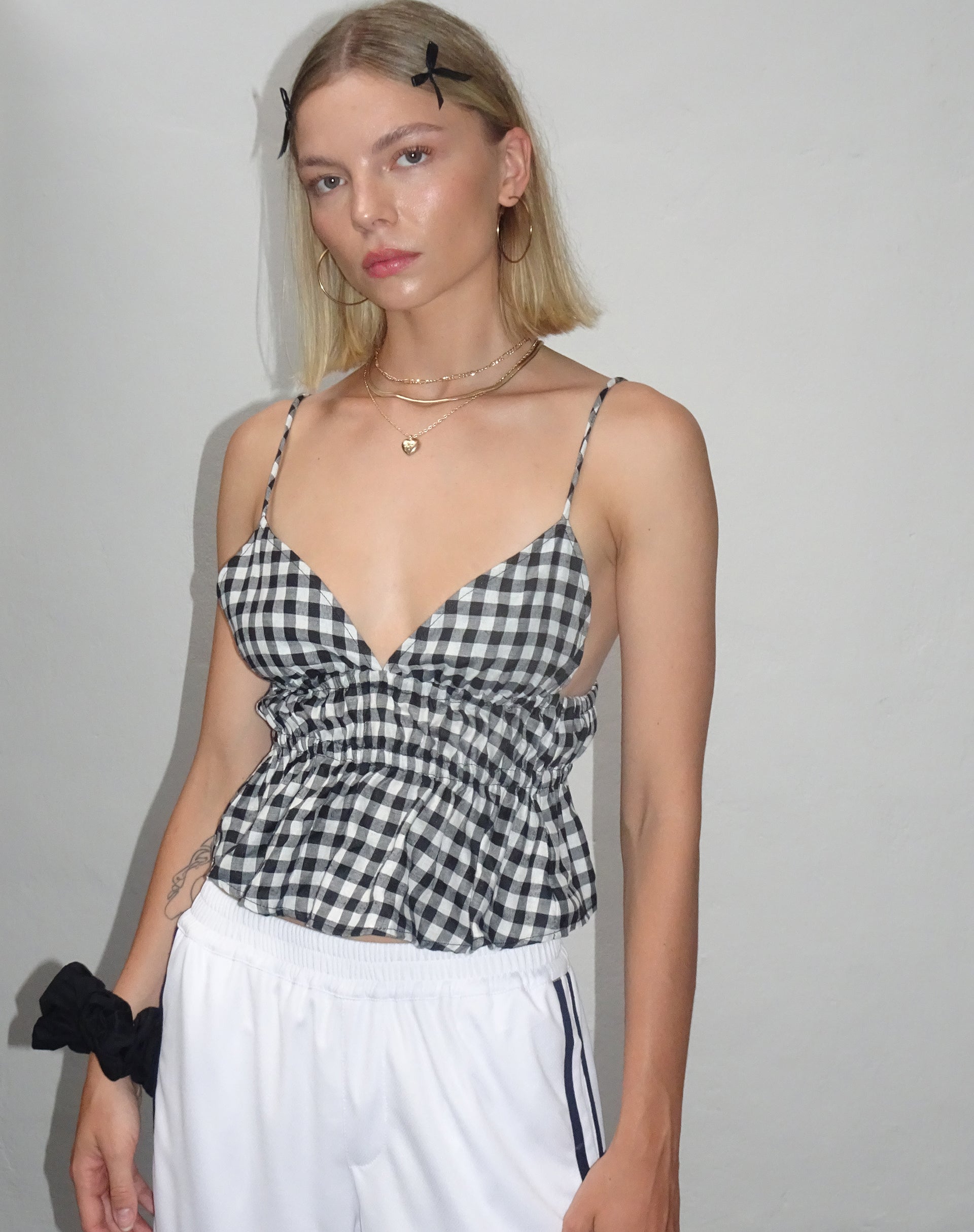 Dilara Cami Top in Black and White Gingham
