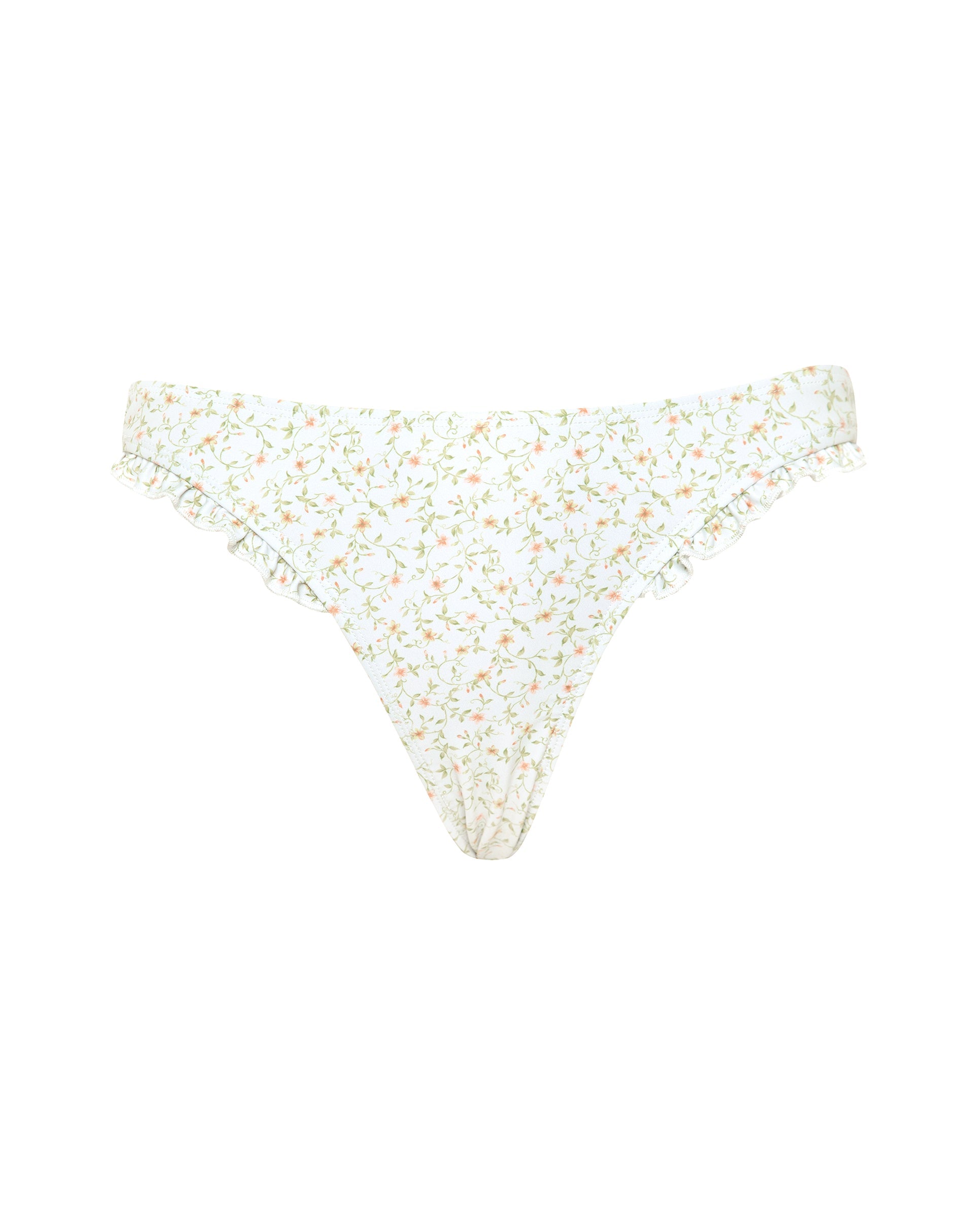 Effie Frill Bikini Bottom in Pretty Petal Ivory