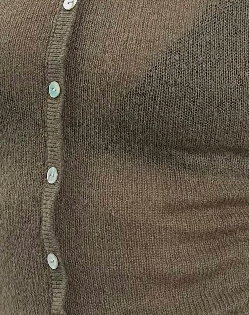 Elmira Top in Sheer Knit Khaki