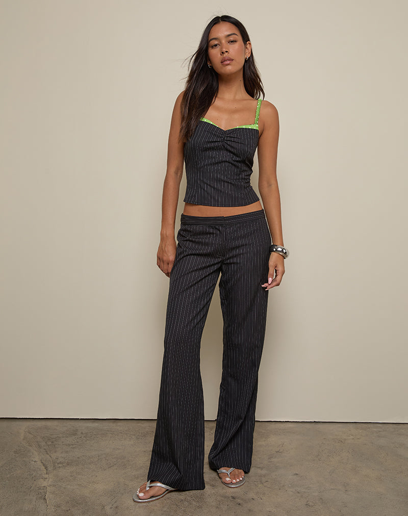 Ganta Slim Trouser in Pinstripe Black