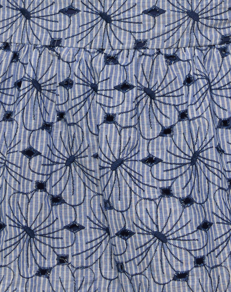 Elvira Mini Skirt in Blue Striped Flowers