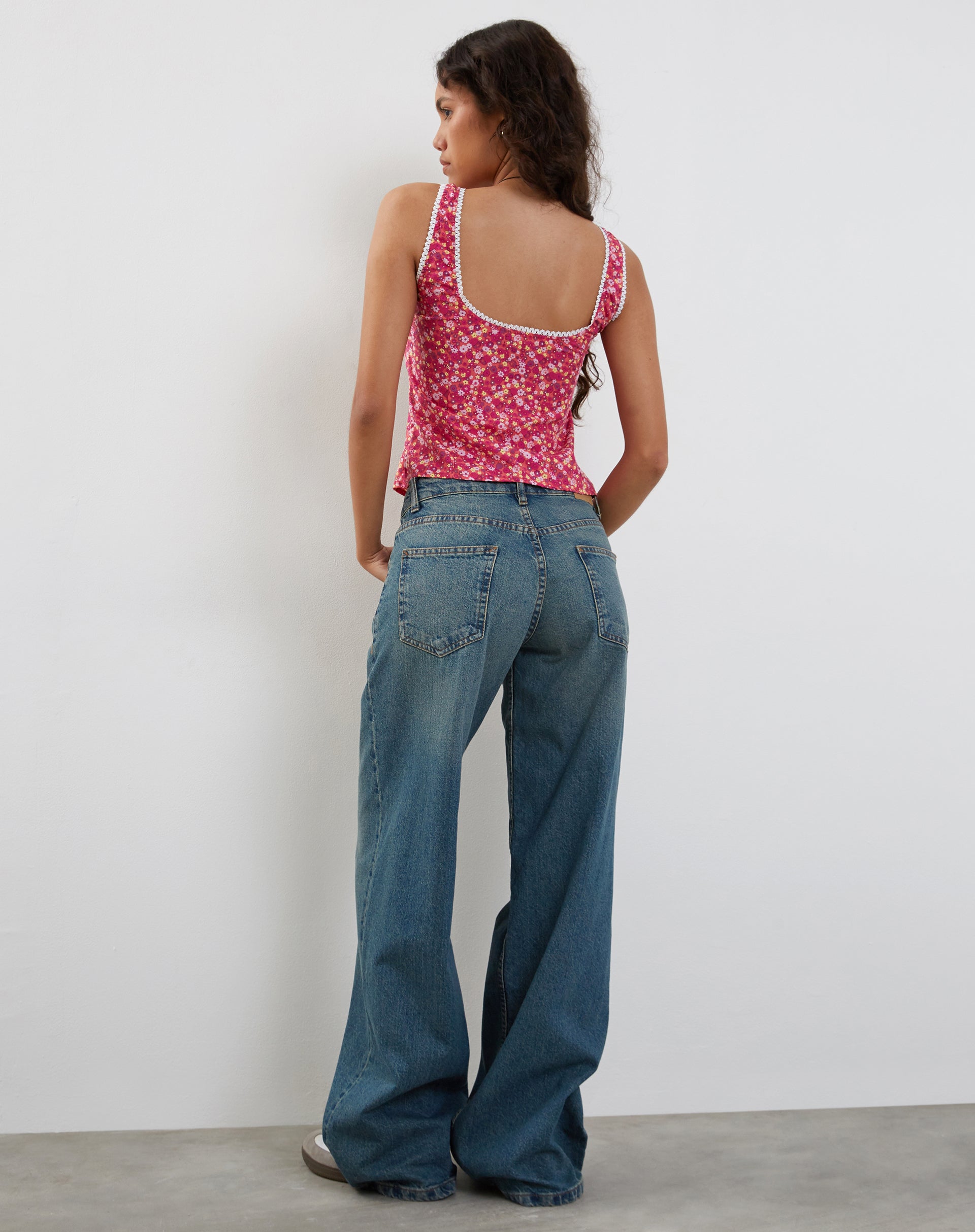 Esau Tie Front Top in Ditsy Floral Pink