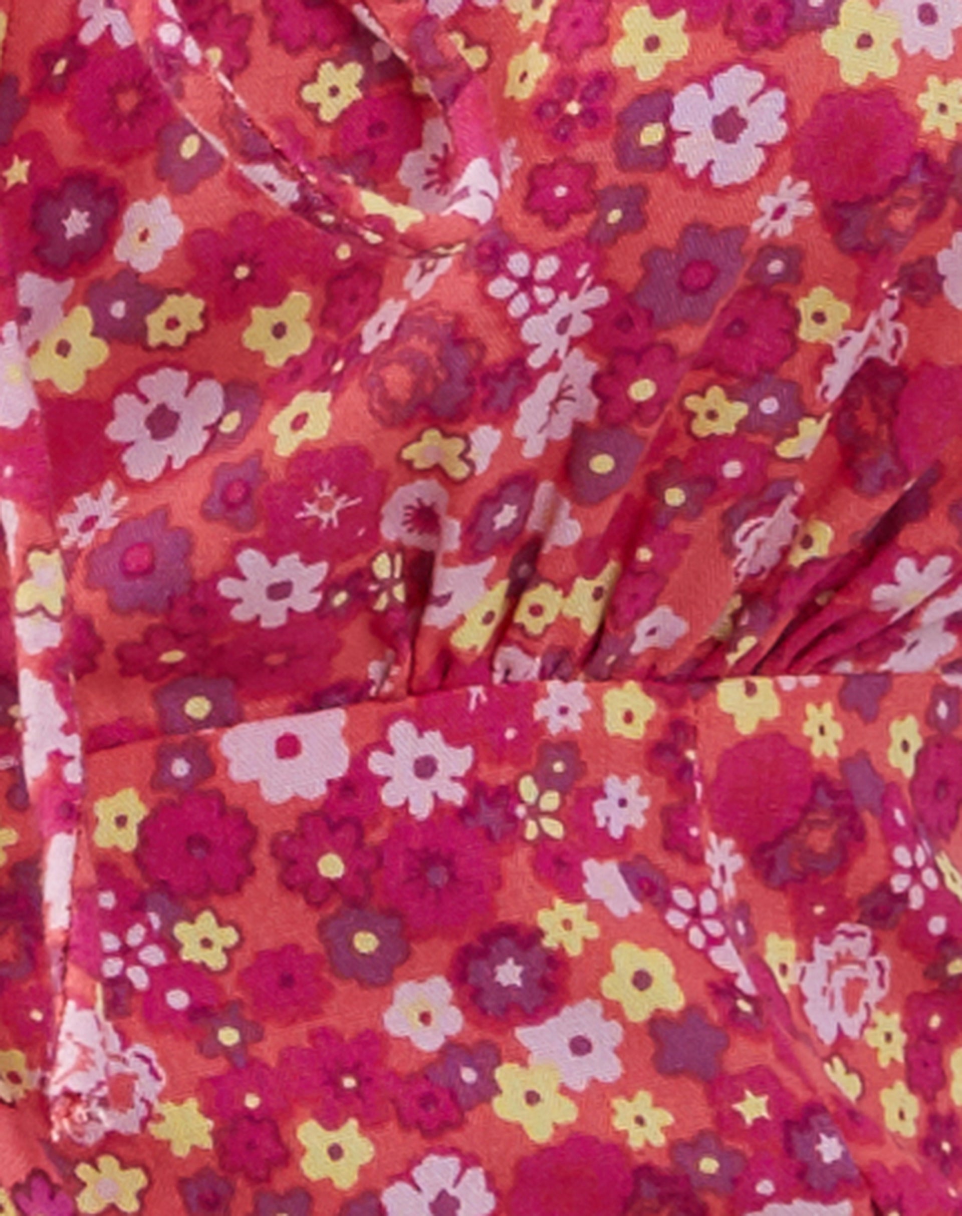 Esau Tie Front Top in Ditsy Floral Pink