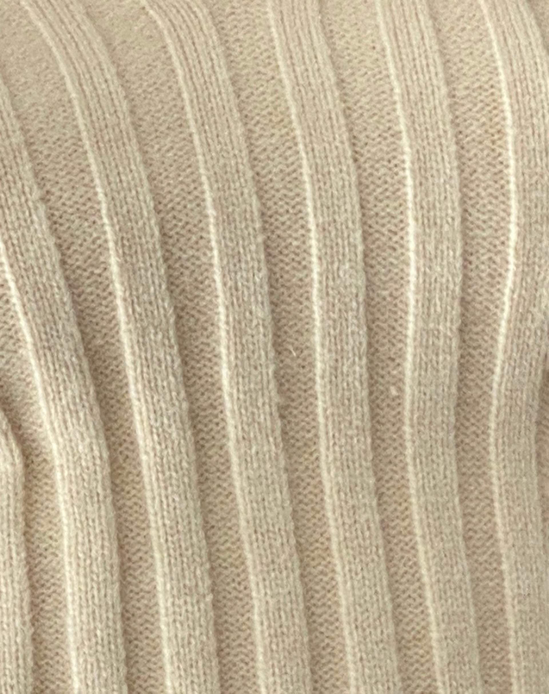 Estella Short Sleeve Knitted Top in Natural Oat