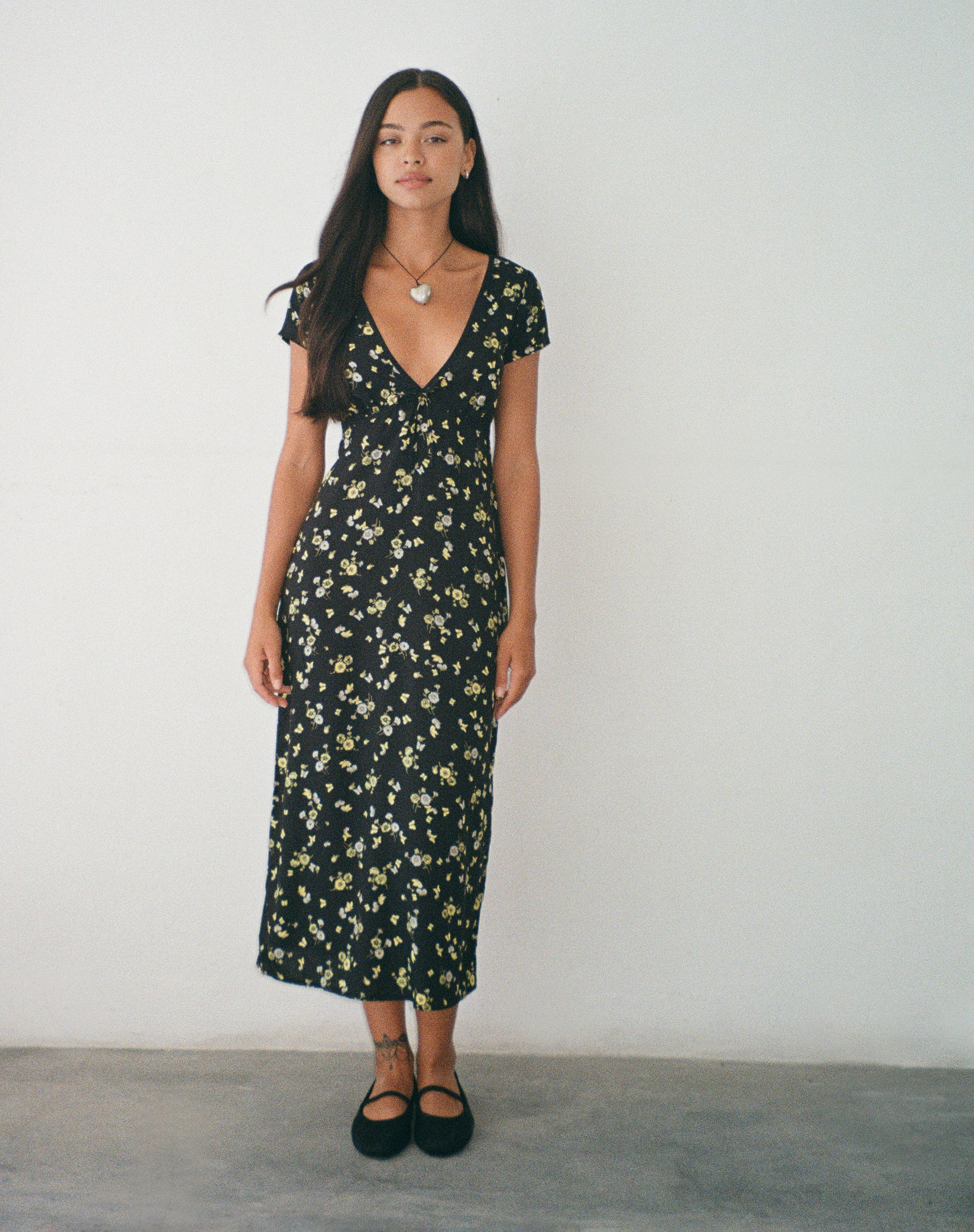 Eviaso Midi Dress in Lemon and Lime Black