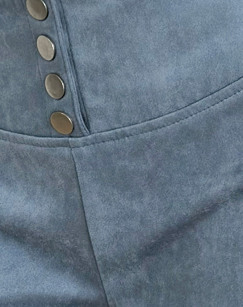 Samila Seamed Hotpant in Suede Dusty Blue