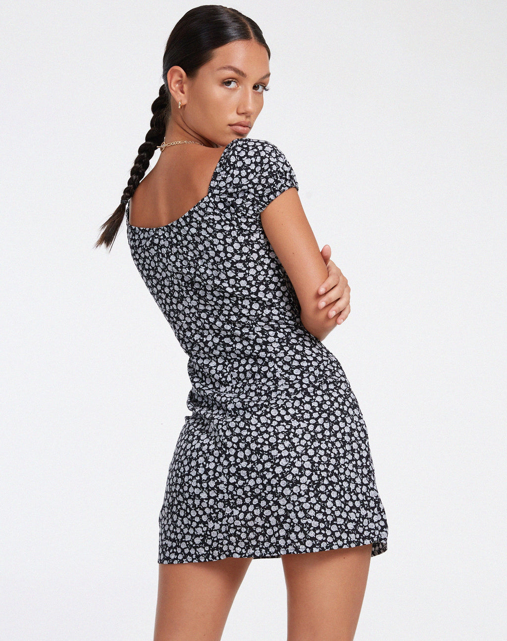 Gaval Mini Dress in Ditsy Rose Black