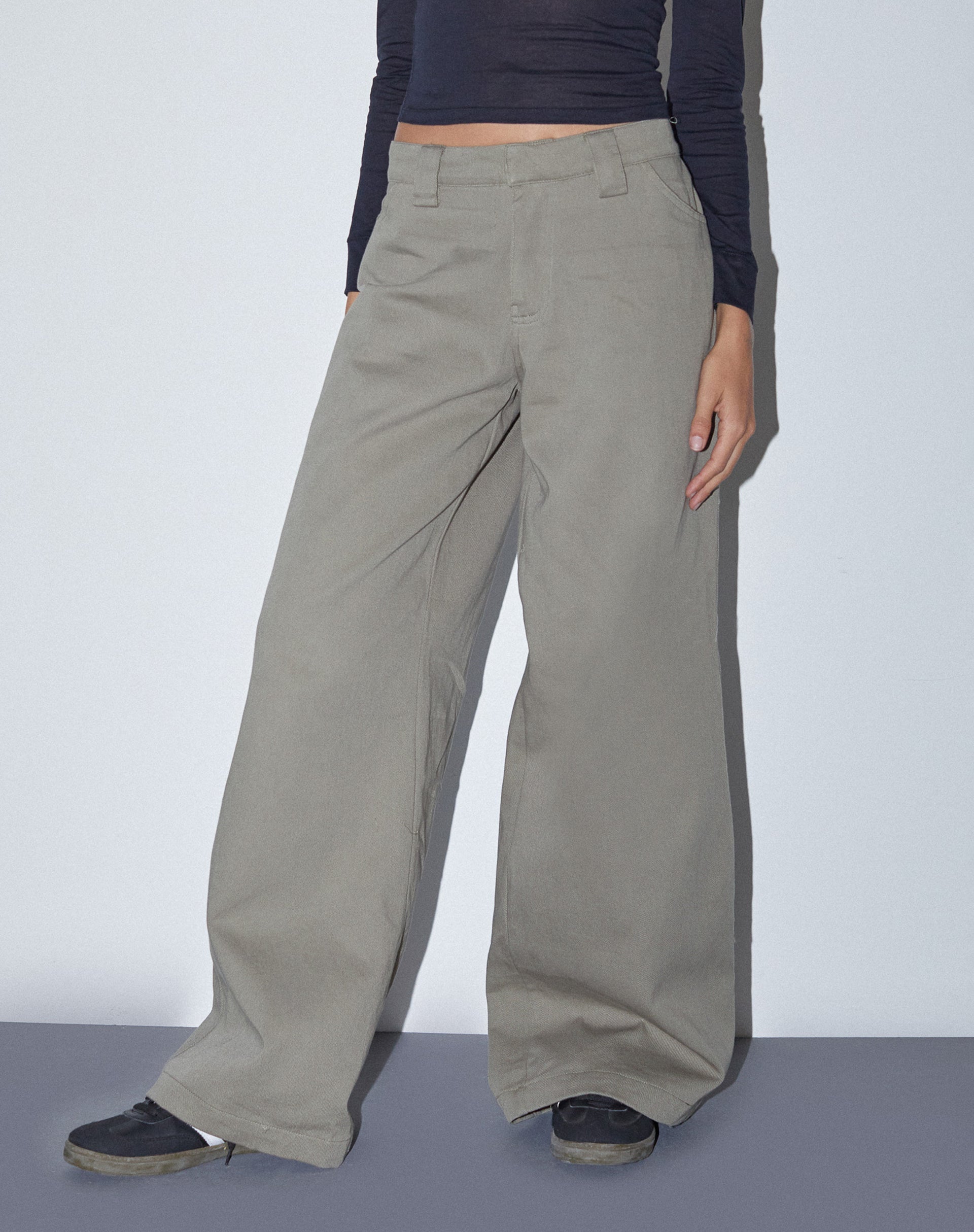 Kaomy Wide Leg Trouser in Slate Green