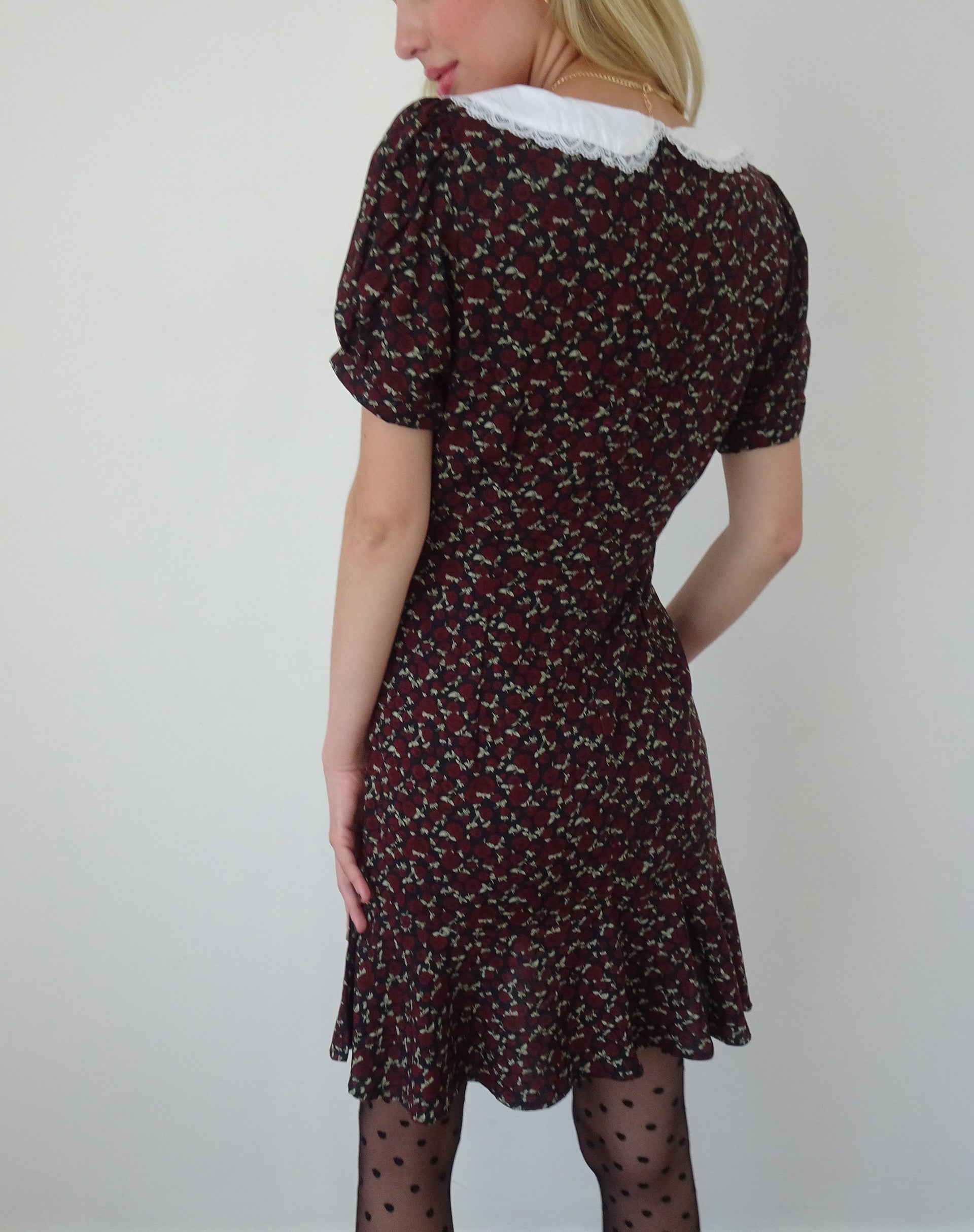 Geles Mini Wrap Dress in Dark Rhoslyn Ditsy Print