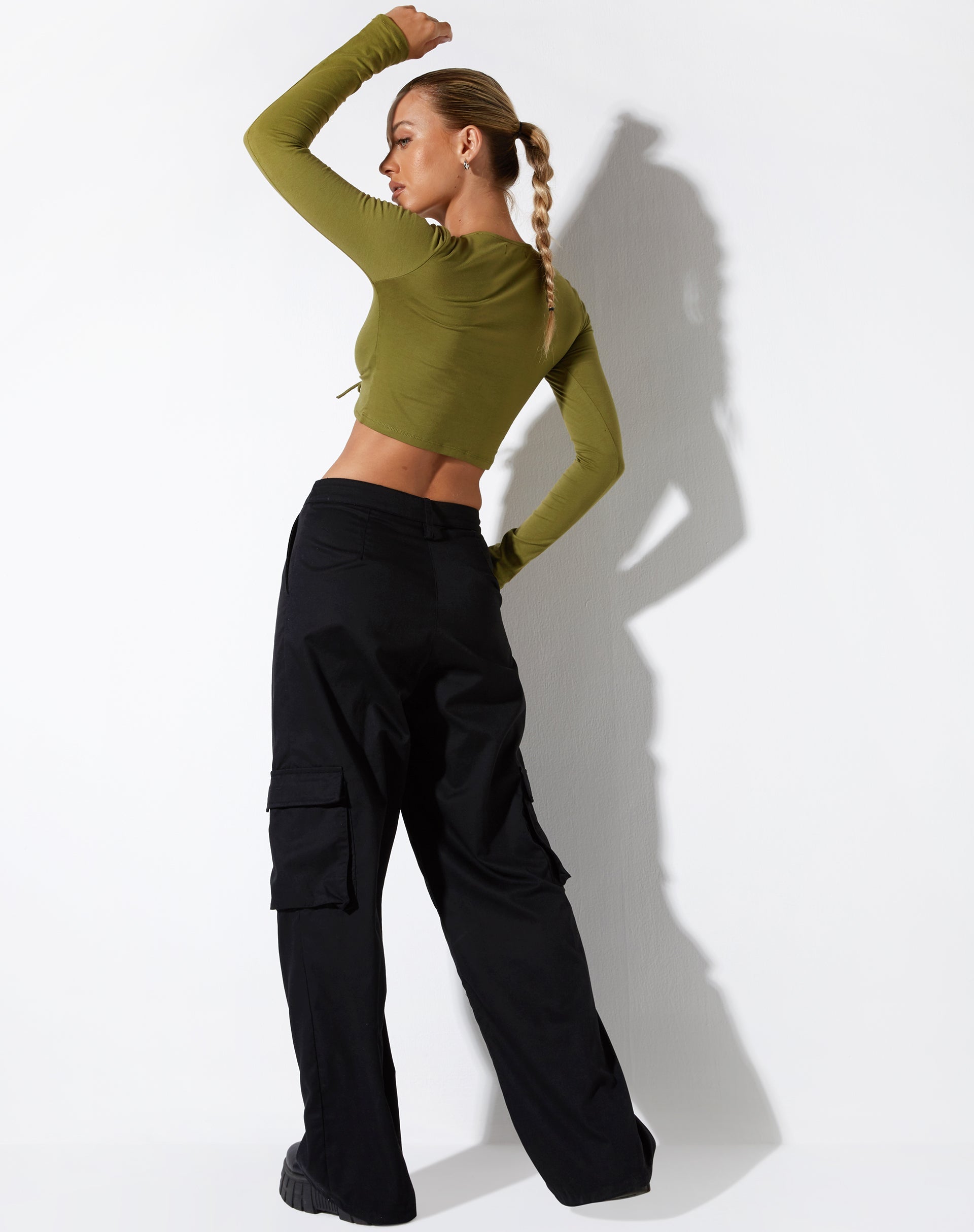 Gisy Crop Top in Lycra Khaki