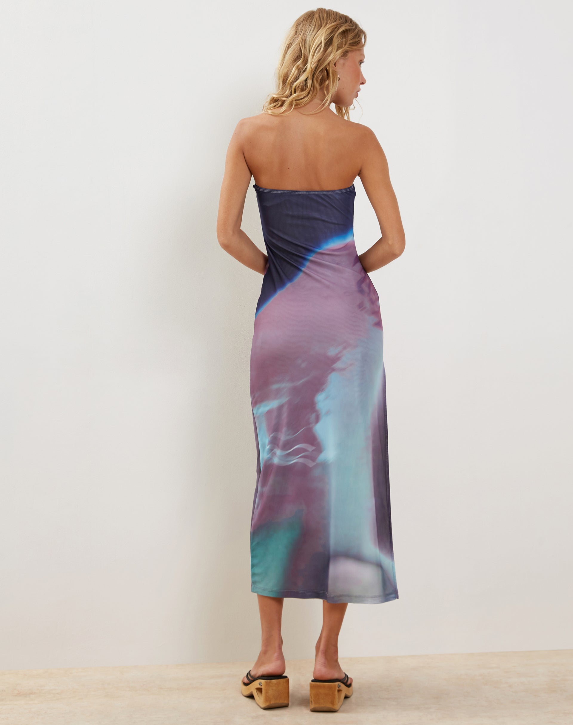 Givanda Bandeau Maxi Dress in Pink Digi Gradient Print