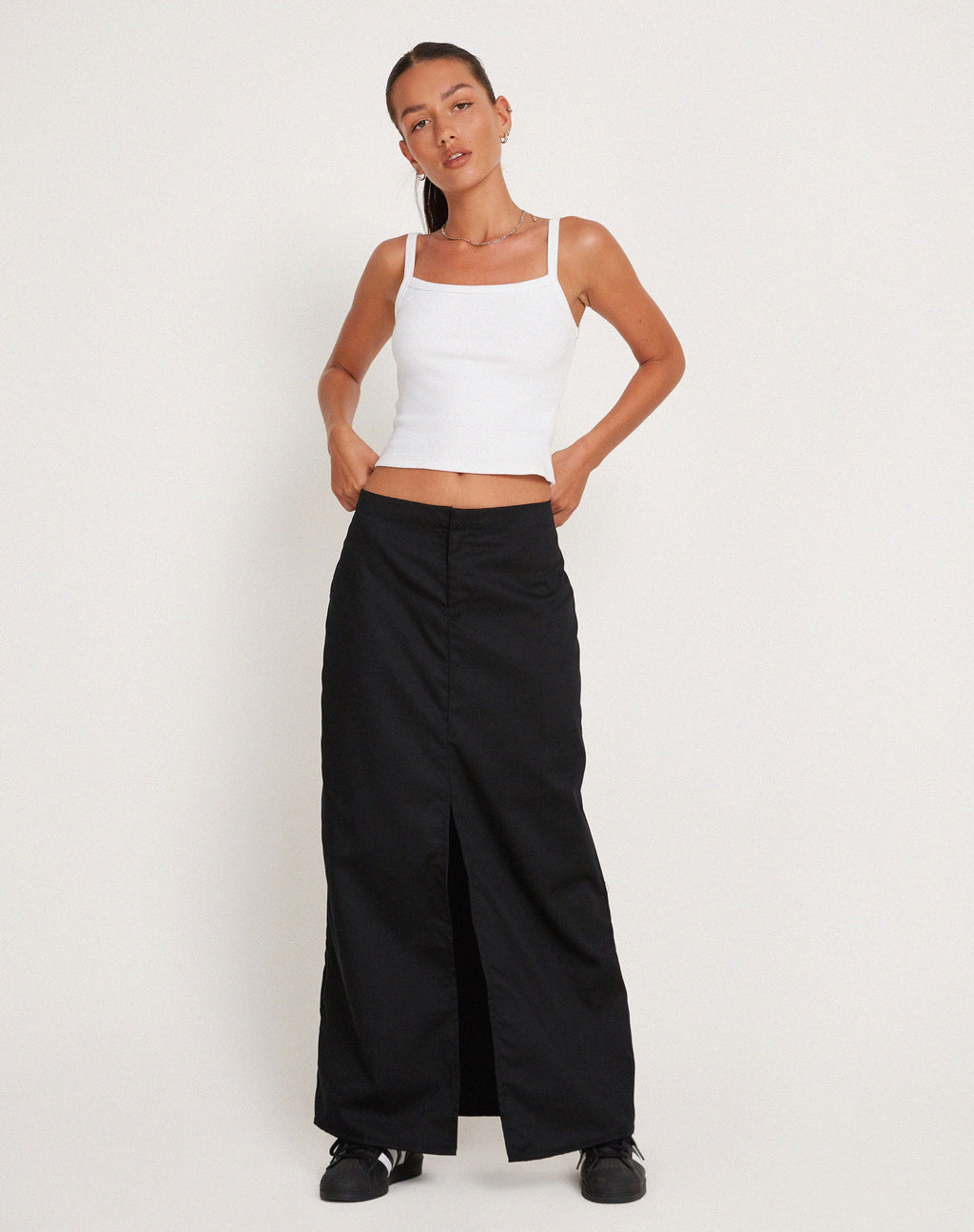 Haisley Cargo Maxi Skirt in Black