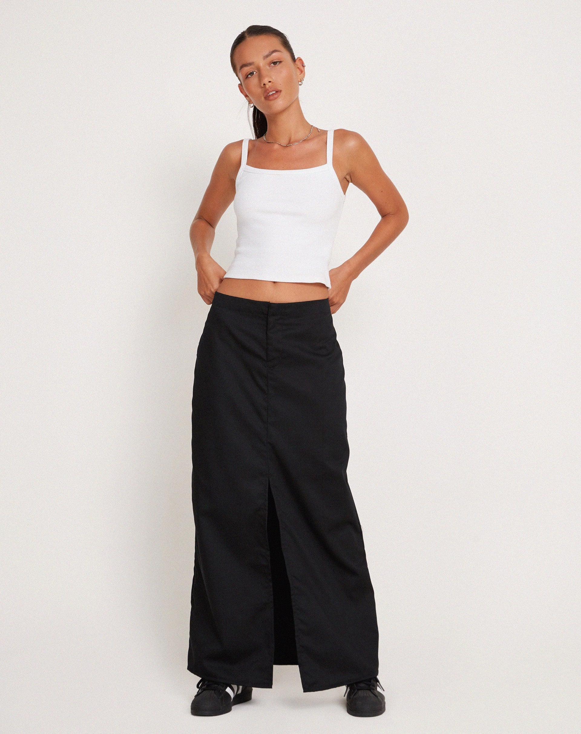 Haisley Cargo Maxi Skirt in Black