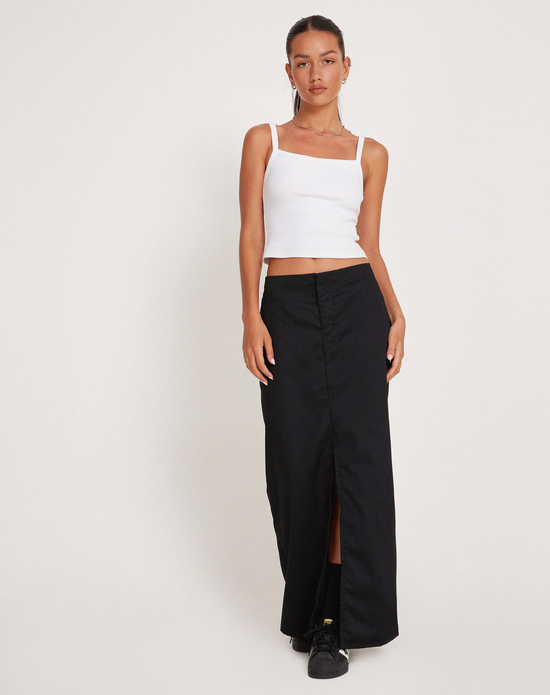 Haisley Cargo Maxi Skirt in Black