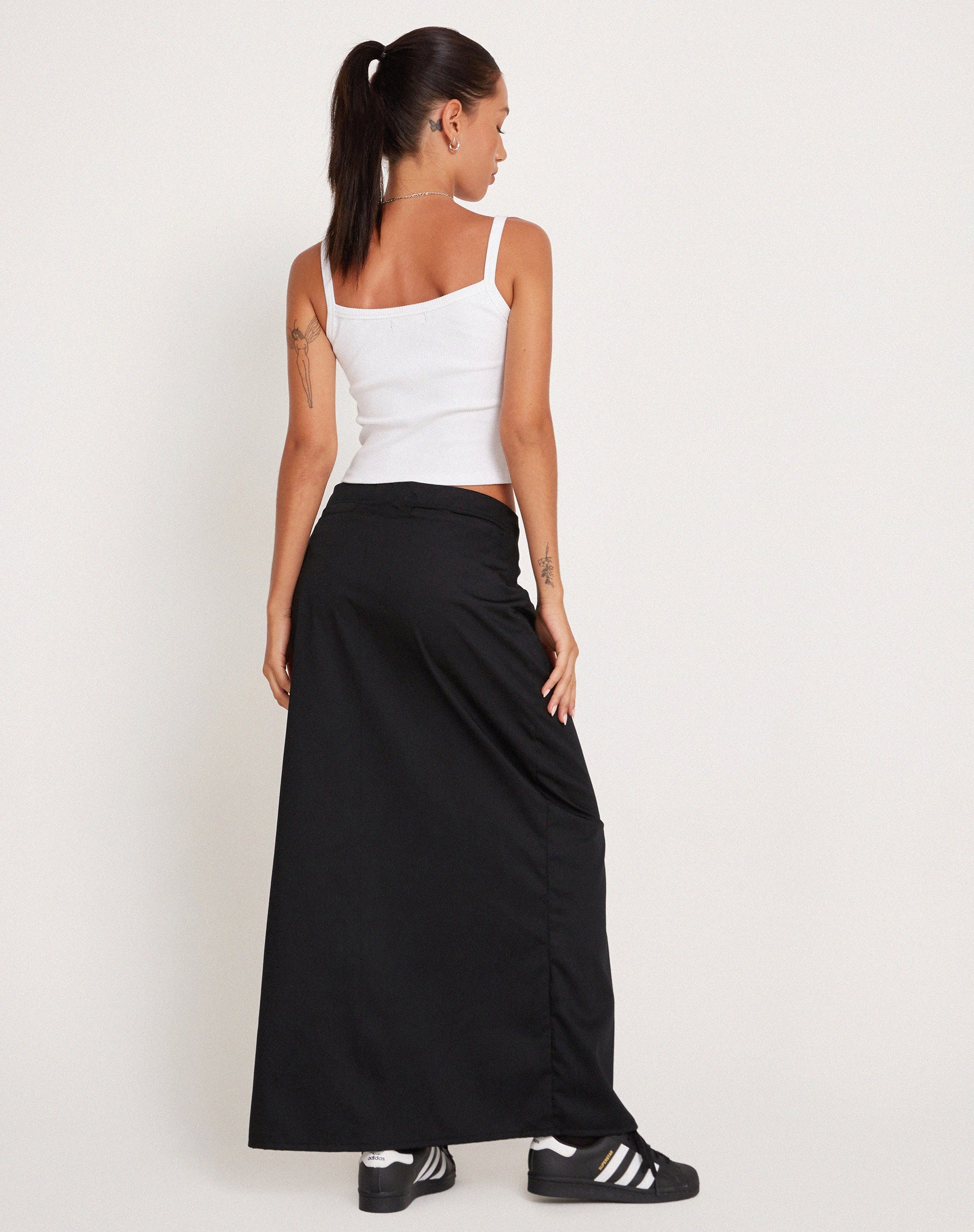 Haisley Cargo Maxi Skirt in Black