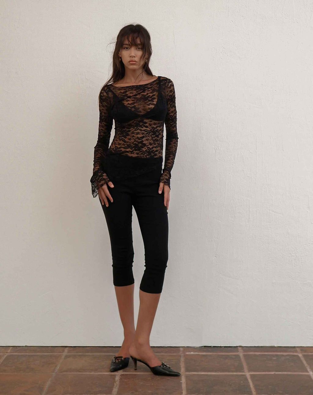 Lubica Long Sleeve Top in Lace Black