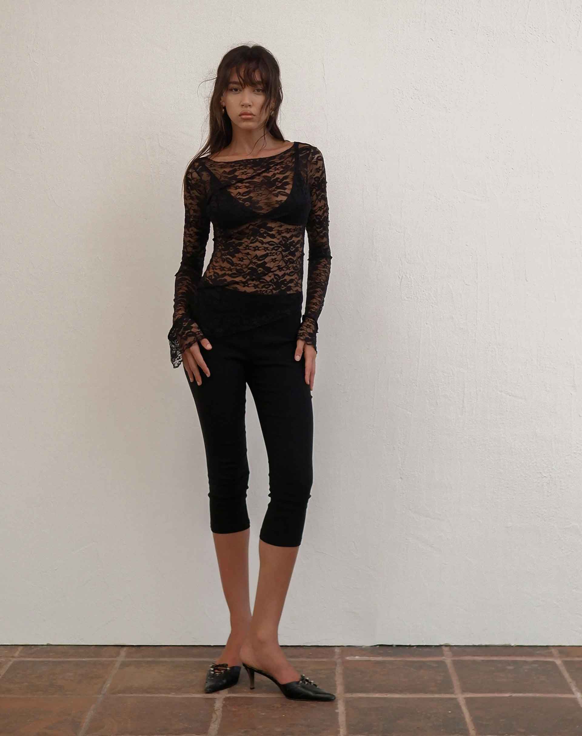 Lubica Long Sleeve Top in Lace Black