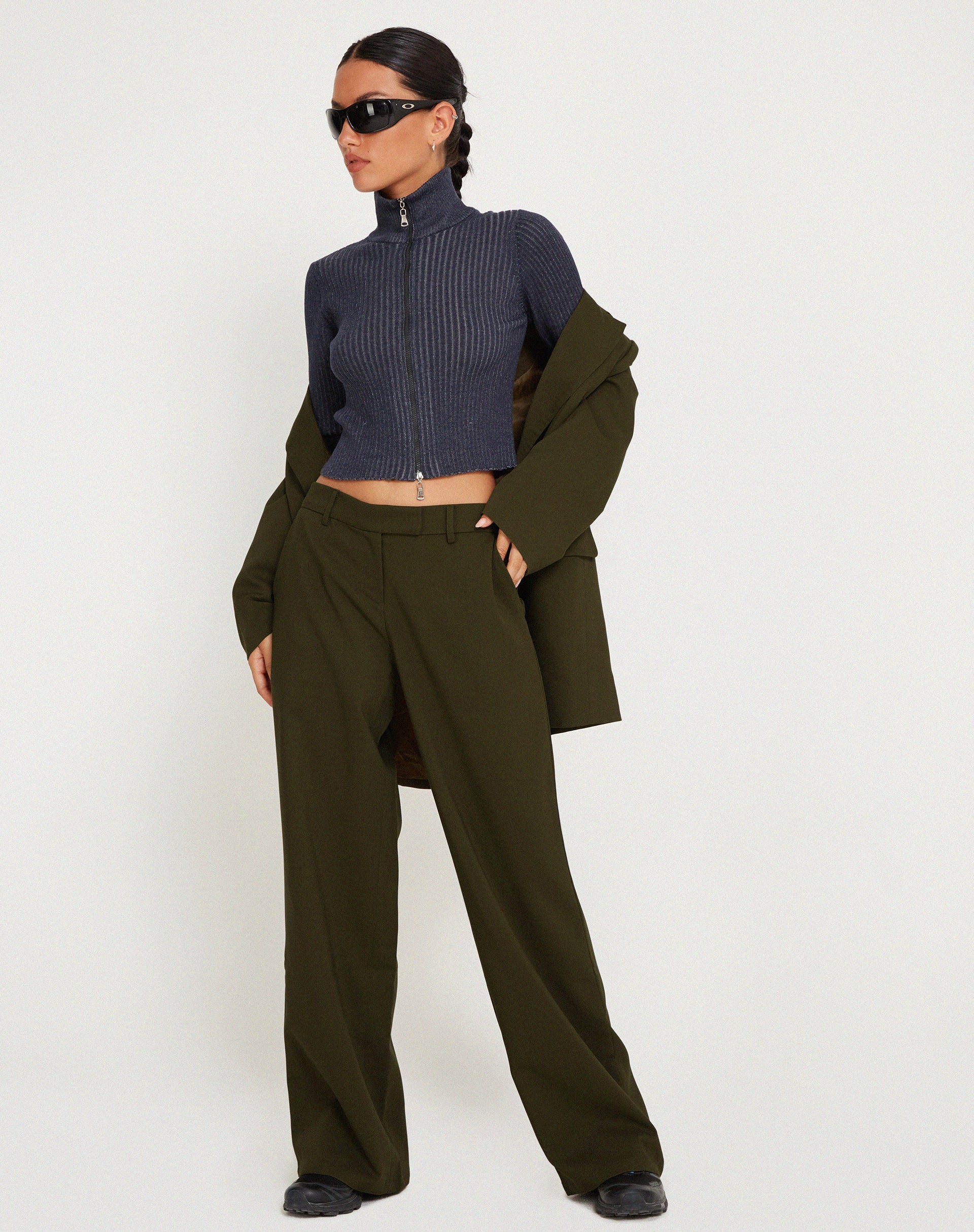 Jabba Wide Leg Trouser in Dark Khaki