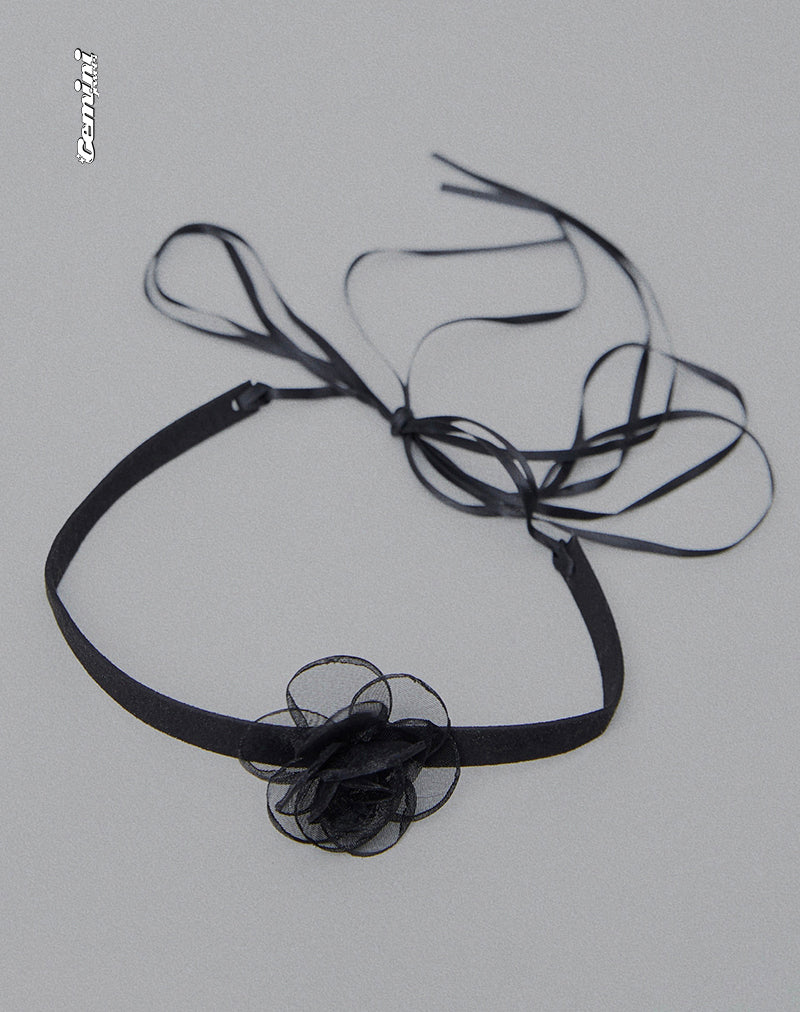 Jada Black Rose Choker Necklace by Gemini Jewels