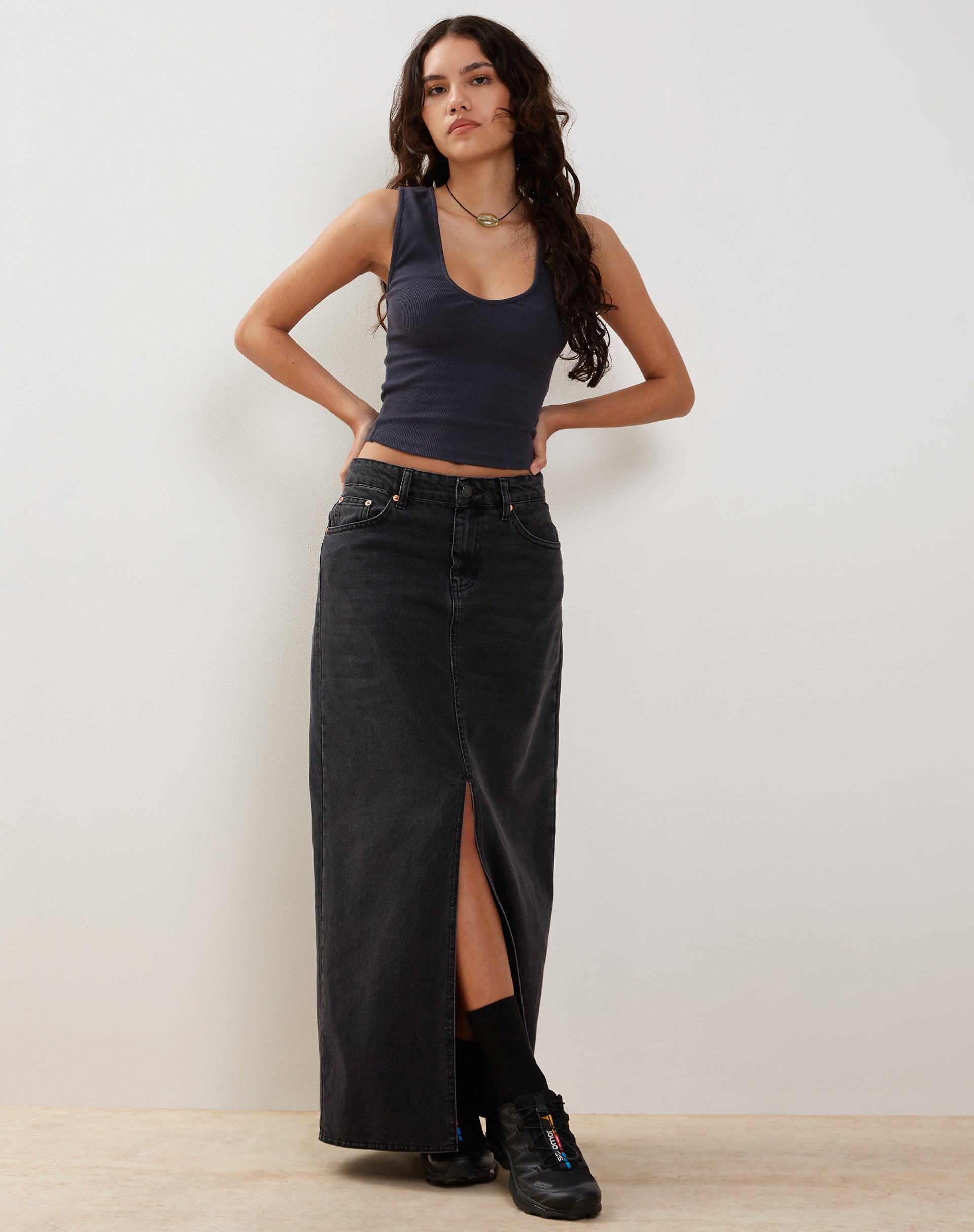 Jastio Vest Top in Ocean Storm Ribbed Jersey