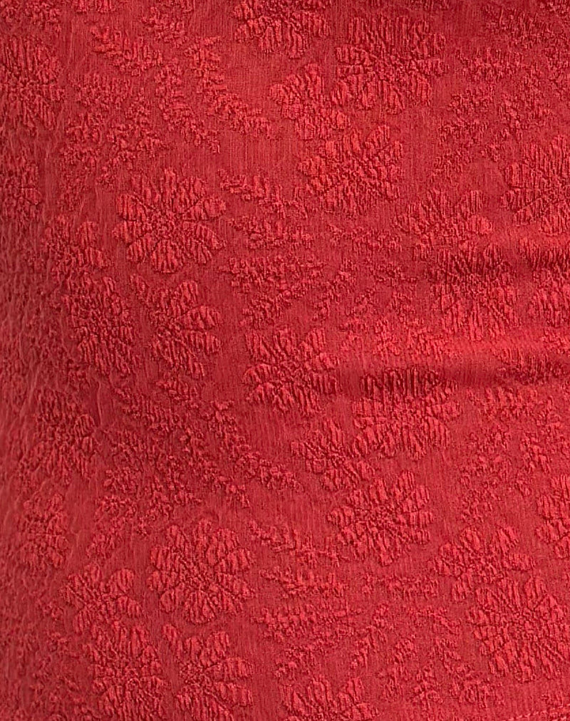 Jinsu Top in Textured Stretch Red