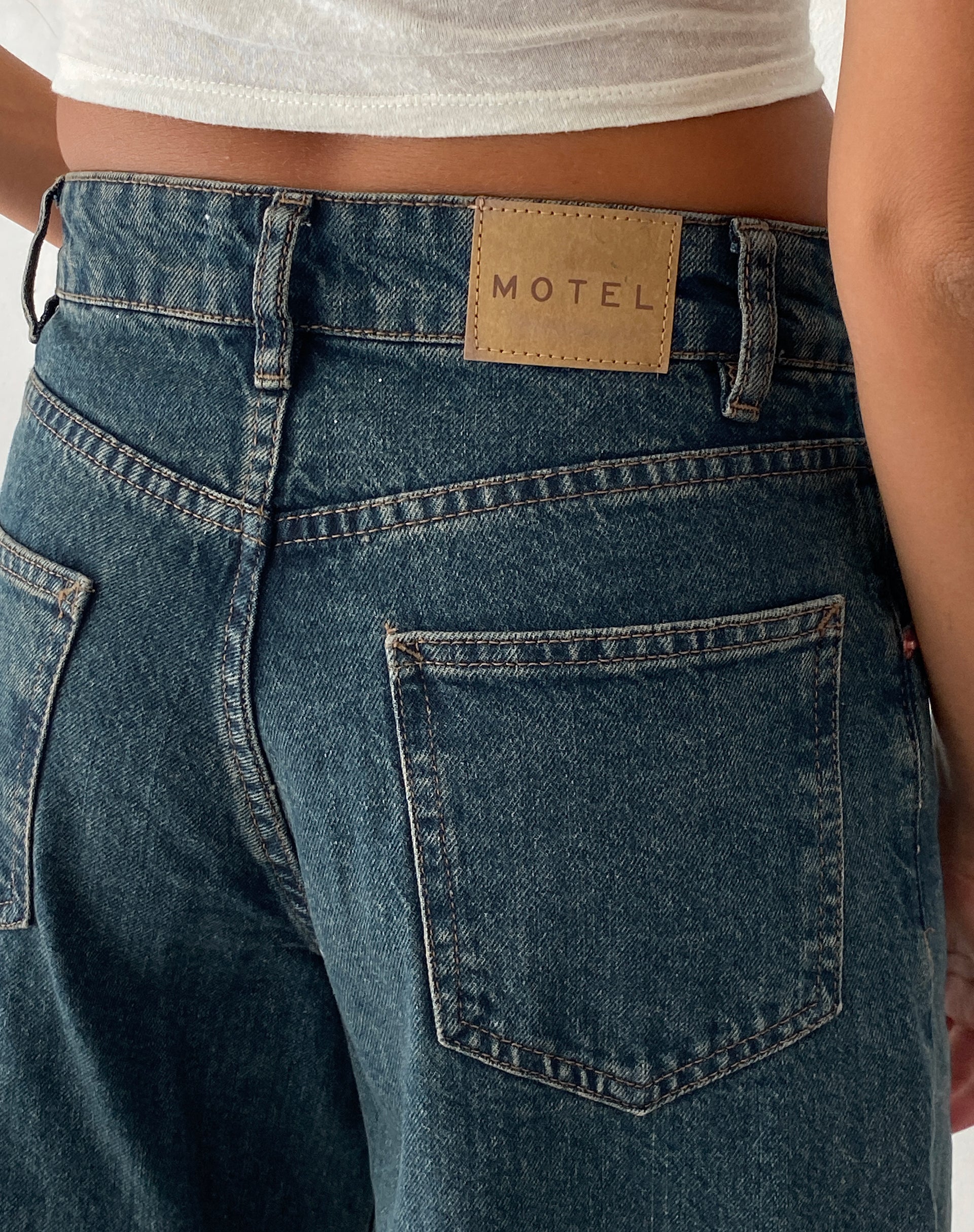Roomy Mid Rise Long Jorts in Brown Blue Acid