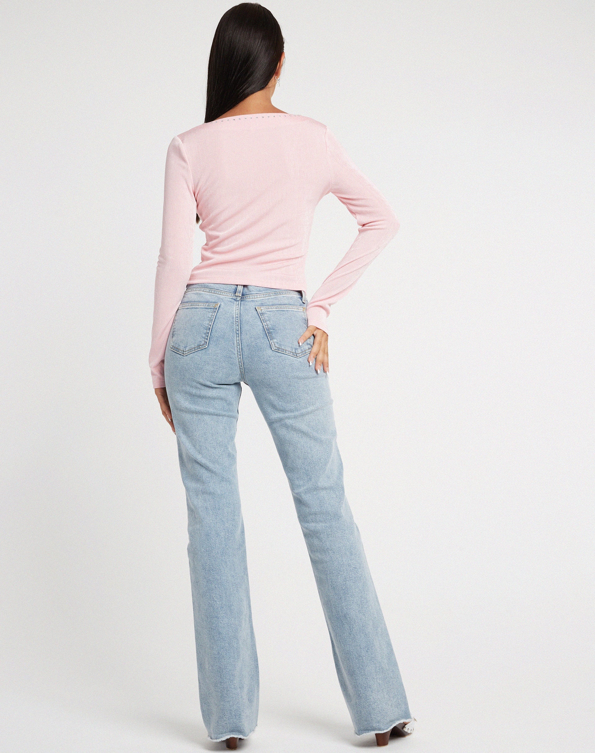 Kaigra Cardi in Baby Pink Silver Stud Hotfix