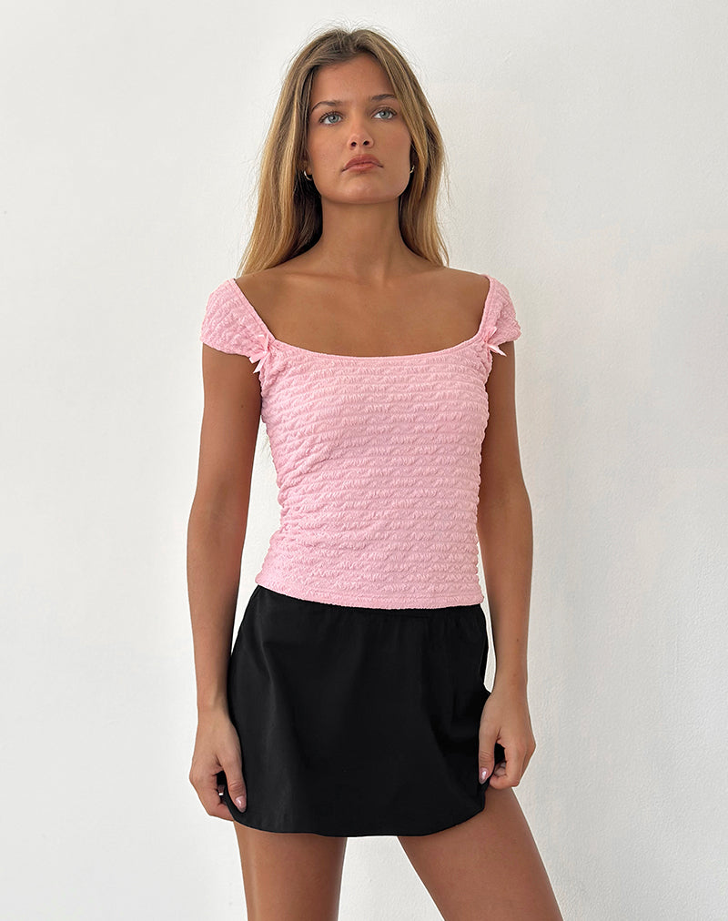 Kalisa Bow Top in Textured Pink