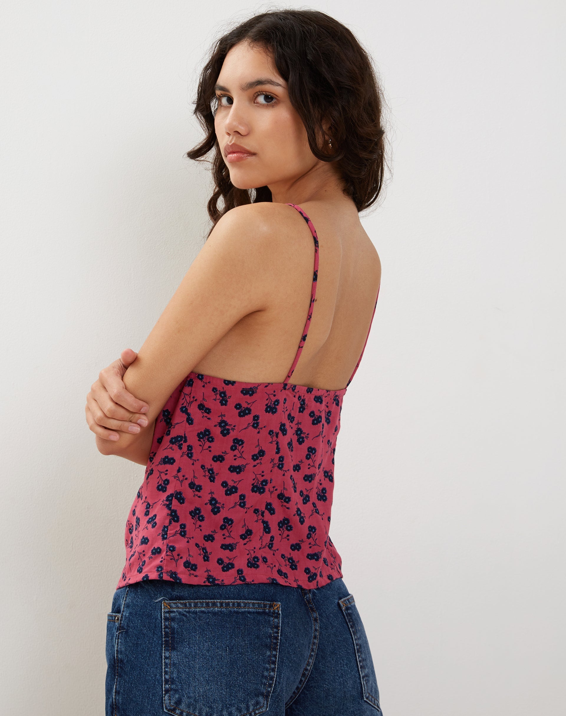Kamari Cami Top in Raspberry Floral