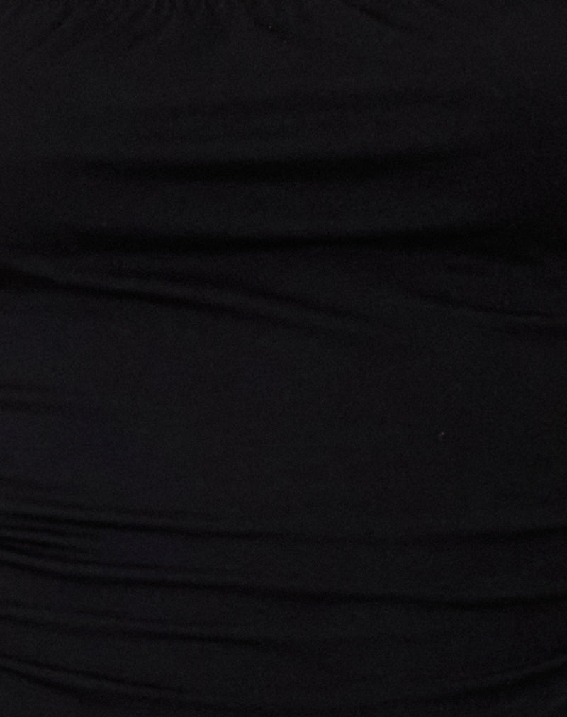 Kelmere Open Neck Top in Jersey Plain Black