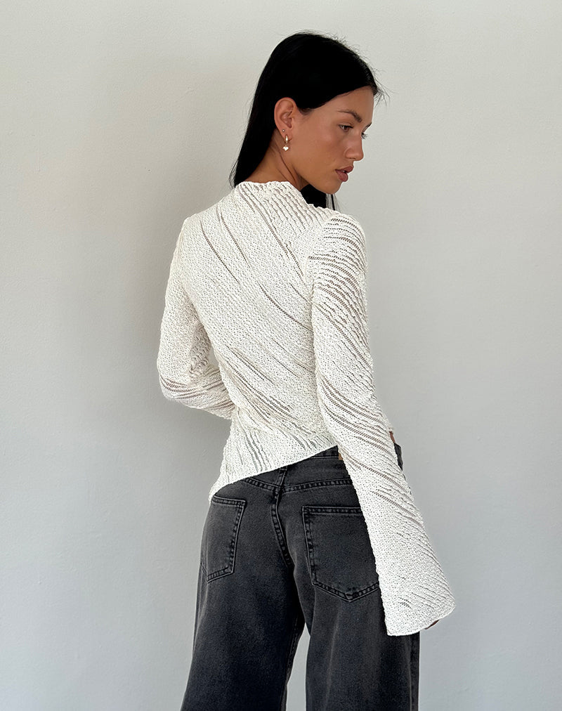 Kittie Long Sleeve Top in Textured Ivory