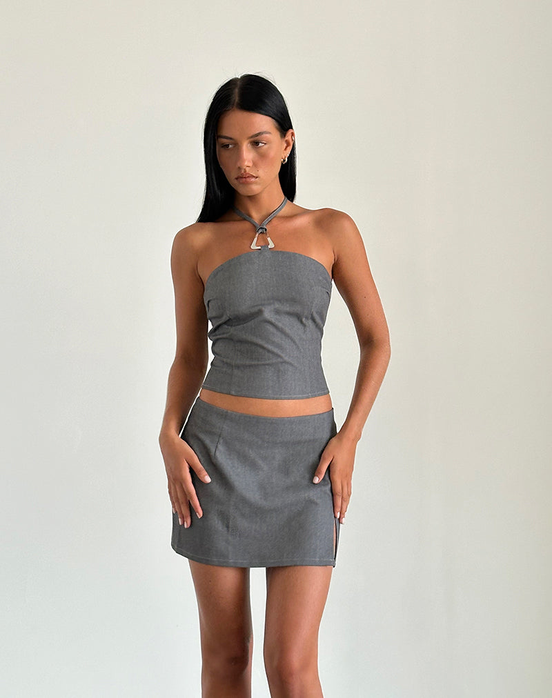 Pamela Mini Skirt in Tailoring Charcoal