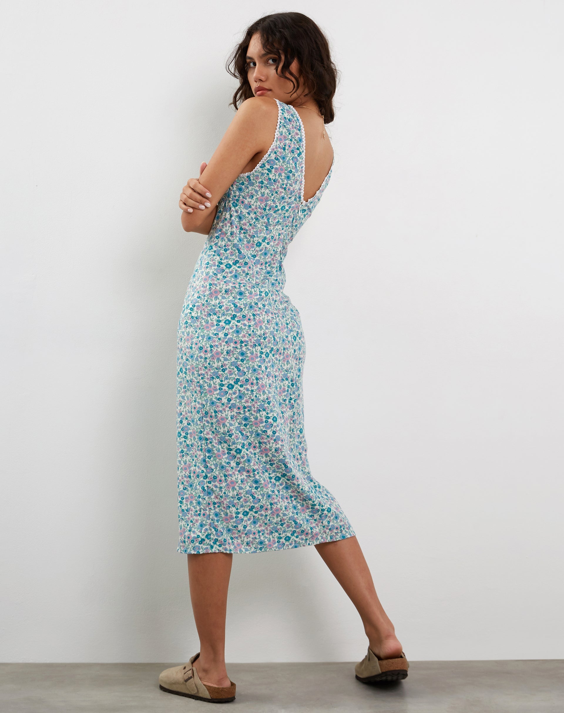 Lavisha Midi Dress in Flower Power Blue